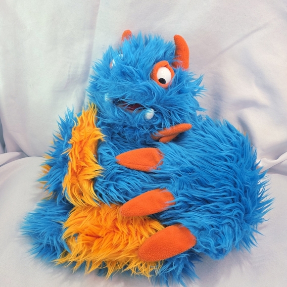 Folkmanis Blueper Monster Two Handed Stage Puppet Plush Blue and Orange 15 Inch - Picture 12 of 13
